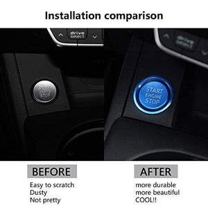 LECART 2Pcs Blue Car Engine Start Stop Button Cover Ring Ignition Start Stop Button Trim Push Button Switch Decor Sticker Aluminum Alloy Auto Interior Accessories Compatible for Audi A4 A5 A6 A7 A8 Q5