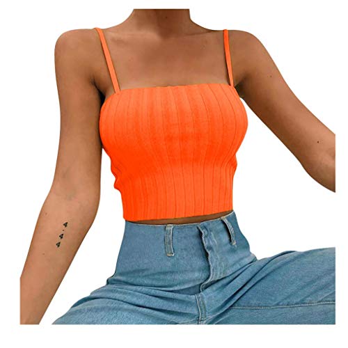 Wenfanal Women's Spaghetti Strap Sexy Cami Crop Top Summer Casual Sleeveless Camisole Shirts Basic Strappy Tank Tops Blouses
