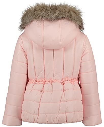 Tommy Hilfiger Baby Girls' Short Length Quilted Puffer Jacket, Waterproof with Faux Fur Hood & Functional Pockets, FA21 Cinched Crystal Rose, 12 Months
