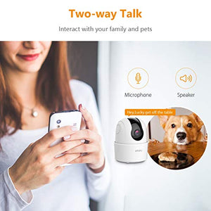 Indoor Security Camera 1080p WiFi Camera (2.4G Only) 360 Degree Home Camera with App, Night Vision, 2-Way Audio, Human Detection, Motion Tracking, Sound Detection, Local & Cloud Storage