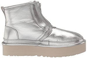 UGG Women's Neumel Platform Zip Shine Fashion Boot, Silver Metallic, 8
