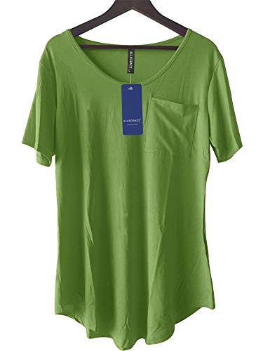 Allegrace Womens Casual Scoop Collar Plus Size T Shirts Summer Tops Tee Avocado Green L