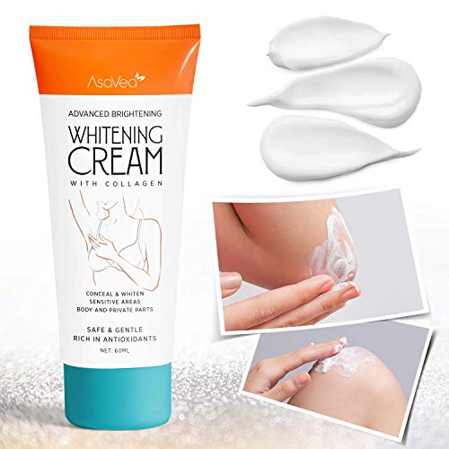 Whitening Cream for Armpits, Intimate Parts, Between Legs - with Collagen - Effective Lightening Cream - Brightens, Nourishes, Moisturizes Underarm, Neck, Knees, Elbows by AsaVea