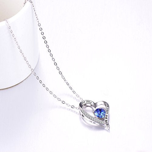 September Birthstone Necklace for Wife Birthday Gifts Women Blue Sapphire Jewelry I Love You to the Moon and Back Sterling Silver