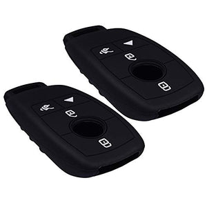 Lcyam Silicone Remote Key Fob Covers Smooth Soft Rubber Case Fits for Mercedes-Benz A220 E63S AMG E-Class GLE 350 4MATIC 2019 2020 2021 (Black Black)