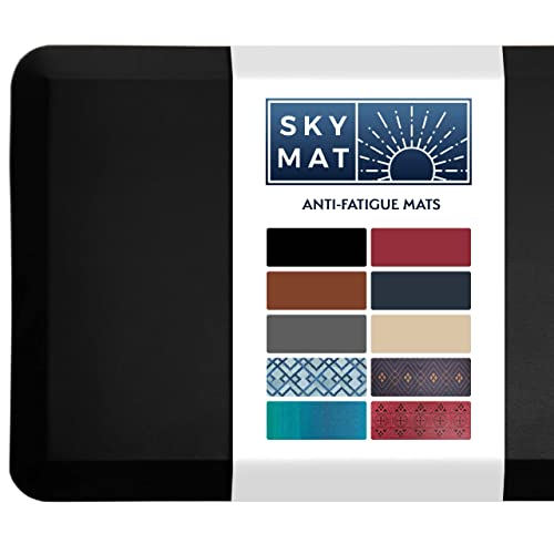 Sky Solutions Anti Fatigue Mat - Cushioned 3/4 Inch Comfort Floor Mats for Kitchen, Home Office & Garage - Anti Fatigue Mat for Standing Desk Office (20" x 32", Black)