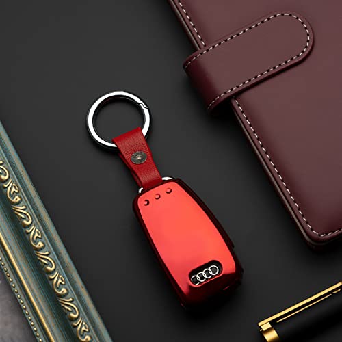 ZSPDACC Compatible with Audi Key Fob Cover Case Car Key Fob Protector Car Key Chain Holder Compatible with Audi A1 A3 A6 Q2 Q3 Q7 R8 RS R8 S3 TT TTS for Audi Foldable Key Red accessories