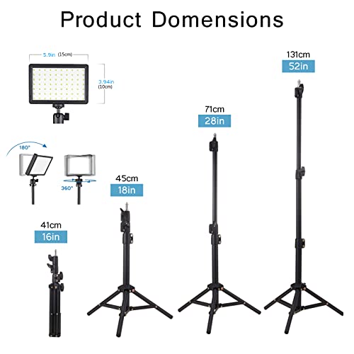 2-Pack LED Studio Streaming Lights, Portable Video Lighting for Video Recording Filming Camera Photo Photography Conference Game YouTube TikTok Shooting with Adjustable Tripod Stand & Color Filters