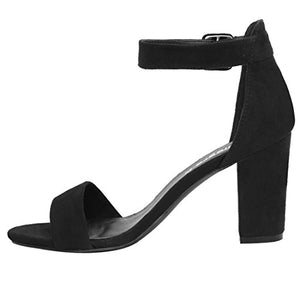 Allegra K Women's Open Toe Chunky High Heel Ankle Strap Sandals (Size US 11) Black