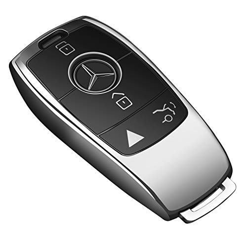 Tukellen for Mercedes Benz key fob cover,Special Soft TPU Key Case Protector Compatible with Mercedes Benz 2017-2021 E-Class 2018-2021 S-Class 2019-2021 A-Class C-Class G-Class-Silver…
