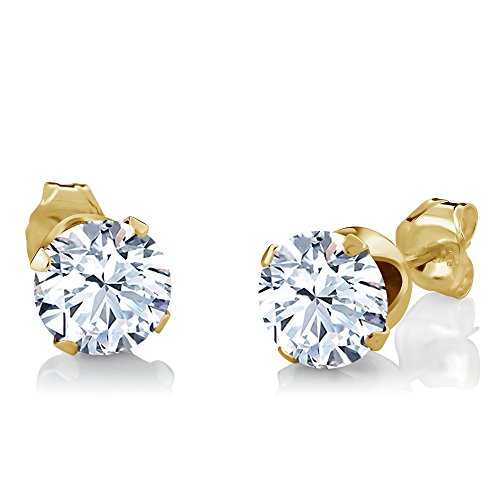 Gem Stone King 3.65 Ct Created Sapphire White Diamond 18K Yellow Gold Plated Silver Jewelry Set