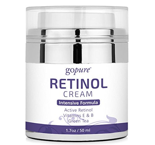 goPure Retinol Cream for Face - Anti Aging Face Cream - Anti Wrinkle Cream Face Moisturizer - Retinol Night Cream in Airless Jar - 1.7oz