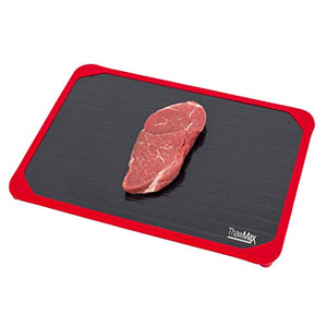 ThawMax Rapid Defrosting Tray | Defrost Chicken, Steak and Other Meats Quickly | No Mess Full Silicone Border | Thaw Frozen Foods Faster Without a Microwave or Hot Water | Quick and Safe