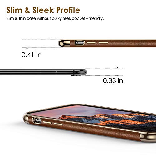 LOHASIC iPhone XR Case, Slim Fit Luxury Leather Cover Flexible Soft Grip Non-Slip Bumper Shockproof Scratch Resistant Full Body Protective Phone Cases for Apple iPhone XR (2018) 6.1"- Brown
