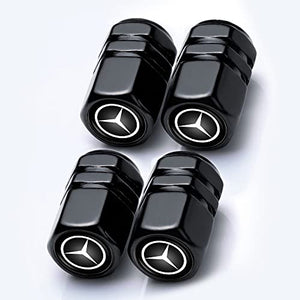 Jazzshion Car Wheel Tire Air Valve Caps Stem Cover (4 Pcs) for Mercedes-Benz A C E S Class Series,GLK CLA GLA GLC GLE CLS SLK AMG Logo Styling Decoration Accessories.