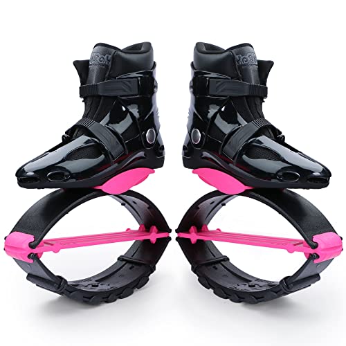 Joyfay Jumping Shoes -Black and Pink Jump Shoes for Athletes and Heavier Users -Professional Fitness Bounce Shoes for Women and Men -Special Edition Jump Boots with 4 pcs Tension Springs (XXL)