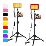 2-Pack LED Studio Streaming Lights, Portable Video Lighting for Video Recording Filming Camera Photo Photography Conference Game YouTube TikTok Shooting with Adjustable Tripod Stand & Color Filters