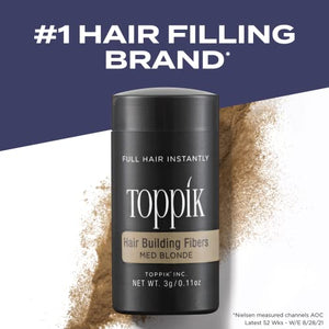 Toppik Hair Building Fibers, Medium Blonde, 27.5g Fill In Fine or Thinning Hair Instantly Thicker, Fuller Looking Hair 9 Shades for Men & Women