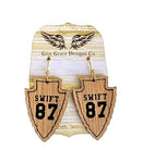 Swift 87 Arrowhead Earrings | Wood Laser Engraved | Kansas City Travis Kelce Swift (Baltic Birch, Gold)