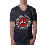 Tenglong Mercedes-Benz-Logo Men's V-Neck Short-Sleeved T-Shirt Short-Sleeve V-Neck 100% Cotton T-Shirt Black