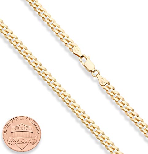 MiaBella Solid 18K Gold Over Sterling Silver Italian 5mm Diamond-Cut Cuban Link Curb Chain Necklace for Women Men, 16, 18, 20, 22, 24, 26, 30 Inch 925 Sterling Silver Made in Italy (26 Inches)