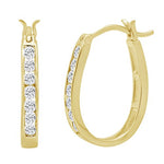 AGS Certified 1/2ct TW Diamond Hoop Earrings in 10K Yellow Gold