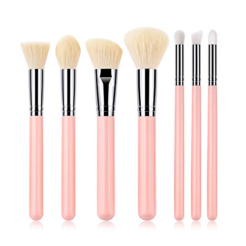 Pro 7pcs Makeup Brushes Kit with PU Bag Makeup Brush Wood Pink Handle