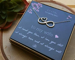 EFYTAL Wife Gifts, Wife Birthday Gift Ideas For Her, Romantic Sterling Silver Infinity with Heart Necklace Jewelry for Women, Cute Anniversary / Valentines Day Present