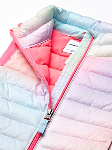 Amazon Essentials Girls' Lightweight Water-Resistant Packable Puffer Vest, Pink, Ombre, Medium
