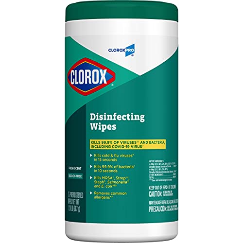 CloroxPro Disinfecting Wipes, Fresh Scent, 75 Count (Package May Vary) (Pack of 6) (15949)