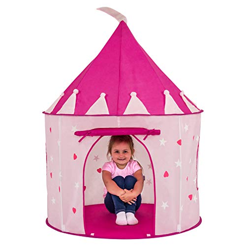 Foxprint Princess Castle Play Tent With Glow In The Dark Stars, Conveniently Folds In To A Carrying Case, Your Kids Will Enjoy This Foldable Pop Up Pink Play Tent/House Toy For Indoor and Outdoor Use