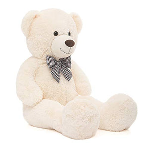MaoGoLan MorisMos 47 inch Giant Teddy Bear Stuffed Animals Plush Cute Soft Toys Teddy Bear for Girl Children Girlfriend Valentine's Day White 1.2M