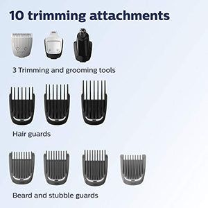 Philips Norelco Multigroom All-in-One Trimmer Series 3000 with 13 pieces - No Blade Oil Needed, MG3750/50