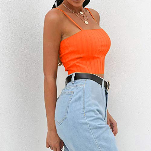 Wenfanal Women's Spaghetti Strap Sexy Cami Crop Top Summer Casual Sleeveless Camisole Shirts Basic Strappy Tank Tops Blouses