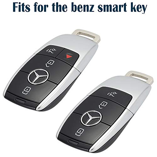 Lcyam Key Fob Cover Smooth Remote Case Fits for Mercedes-Benz A220 E63S AMG E-Class GLE 350 4MATIC E300 E400 E43 W213 Smart Key 2019 2020 2021, Black