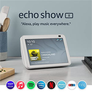 Echo Show 8 (2nd Gen, 2021 release) | HD smart display with Alexa and 13 MP camera | Glacier White