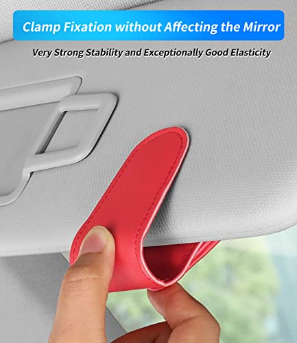 Custom-Fit for Audi Sunglasses Holder, Made of Durable Leather Material, for Visor Storage Glasses, Magnetic Leather Glasses Frame, for Audi Accessories (for Audi, Red)