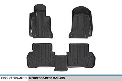 MAXLINER Floor Mats 2 Row Liner Set Black for 2015-2021 Mercedes Benz C Class Sedan Only