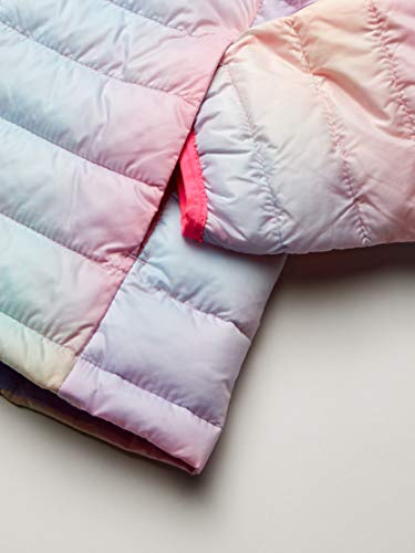 Amazon Essentials Girls' Lightweight Water-Resistant Packable Hooded Puffer Jacket, Pink, Ombre, Medium