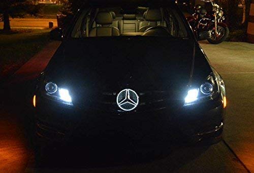 IHEX Auto Xenon White LED Emblem for Mercedes Benz 2011-2018 Black Edition, Front Car Grille Badge, Illuminated Logo Hood Star DRL, Drive Brighter(Matte Black)