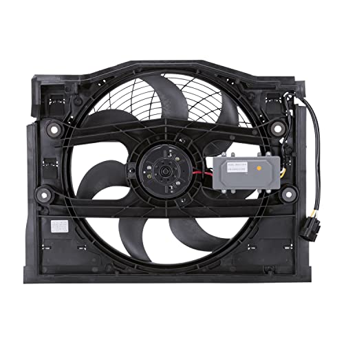 TYC 611190 BMW 3 Series Replacement Condenser Cooling Fan Assembly (E46 Models, Clutch Radiator fans) , Black