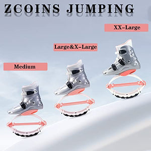 ZCOINS Bounce Jumping Shoes, Adjustable Non-Slip Fitness Jump Shoes, Unisex Bounce Shoes for Adults/Kids, Sliver Pink, L (US Size Kid 3.5-6, 9-9.5 in/110-155 lbs)