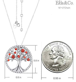 Tree of Life Jewelry Red Ruby Necklace for Mom Wife Birthday Gifts for Women Sterling Silver