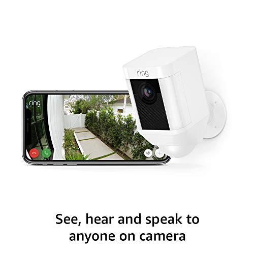 Ring Spotlight Cam Battery HD Security Camera with Built Two-Way Talk and a Siren Alarm, White, Works with Alexa - 3-Pack