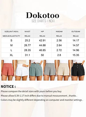 Dokotoo Womens Ladies Fashion Solid Soft Shorts for Women for Summer High Waisted Smocked Elastic Waist Comfy Summer Beach Bohemian Running Shorts Pants Orange Small