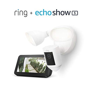 Ring Floodlight Cam Wired Pro White with Echo Show 5 (Charcoal)