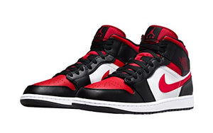Nike Men's Air Jordan 1 Mid Sneaker, White/Black-red, 12
