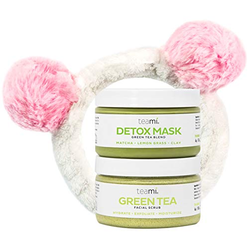 Teami Face Mask and Scrub - Our Facial Scrubs Exfoliate, Hydrate, Moisturize All Skin Types (Glow Kit w/Bonus Headband)