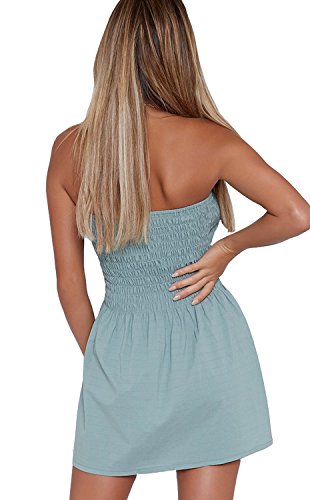 Angelegant Tube Top Dress Women Sexy Strapless Mini Dress Sleeveless Summer Dresses (M, Mint)