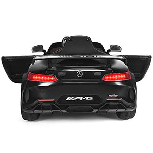 Costzon Ride On Car, 12V Licensed Mercedes Benz AMG GT Electric Vehicle w/ Remote Control, Opening Doors, Head/Rear Lights, Swing Function, MP3 USB TF Input, Horn, High/ Low Speed for Kids, Black